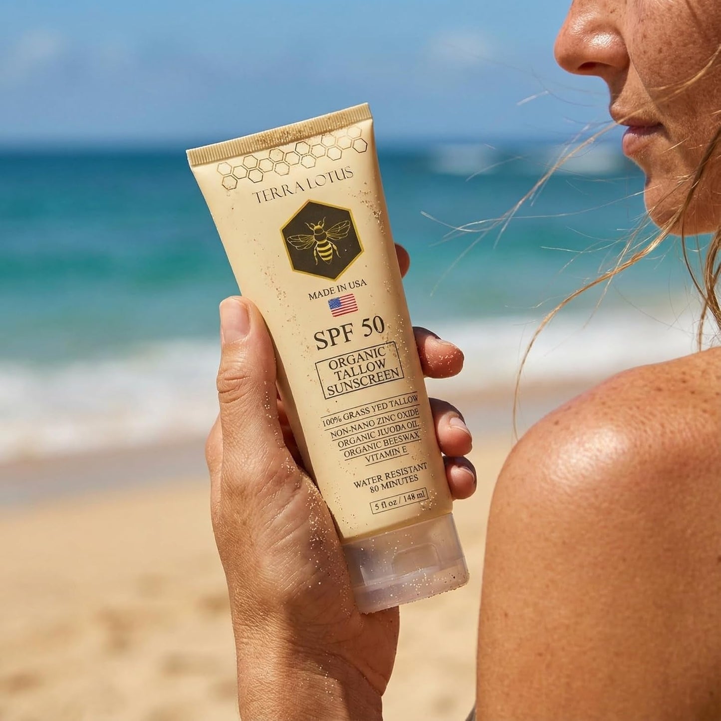 Organic Tallow Mineral Sunscreen - 50 SPF - For Face and Body - With 100% Grass-Fed Tallow and Non-Nano Zinc Oxide Reef Safe