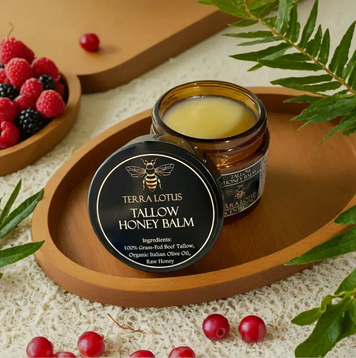 Organic Grass-Fed Beef Tallow Balm with Raw Honey - Moisturizing Cream for Soft, Smooth Skin - Handmade All-Natural Moisturizer