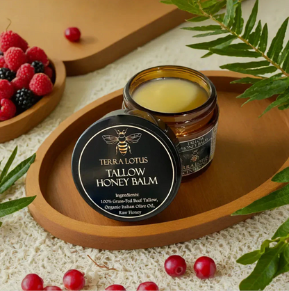 Organic Grass-Fed Beef Tallow Balm with Raw Honey - Moisturizing Cream for Soft, Smooth Skin - Handmade All-Natural Moisturizer