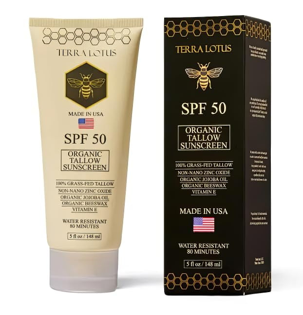 Organic Tallow Mineral Sunscreen - 50 SPF - For Face and Body - With 100% Grass-Fed Tallow and Non-Nano Zinc Oxide Reef Safe