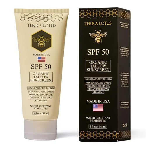 Organic Tallow Mineral Sunscreen - 50 SPF - For Face and Body - With 100% Grass-Fed Tallow and Non-Nano Zinc Oxide Reef Safe